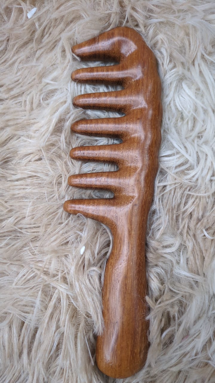 Wooden comb big gap tooth
